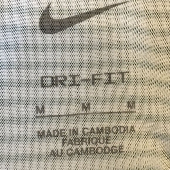 Nike Dri-FIT Mens Golf Polo Shirt White Striped Short Sleeve Polyester Medium - Picture 2 of 10